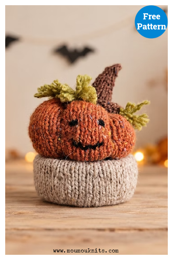 Pumpkin Treat Basket Free Knitting Pattern