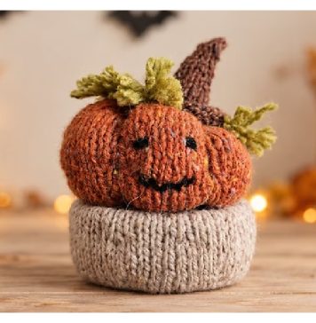 Pumpkin Treat Basket Free Knitting Pattern